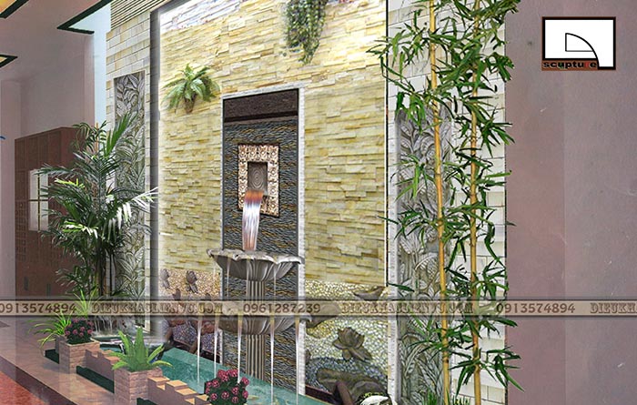 Tiểu cảnh giếng trời nước (ảnh)